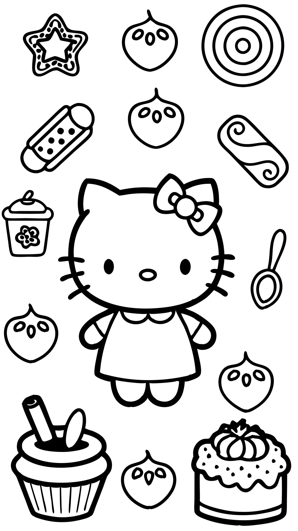 cinnamon roll hello kitty coloring pages